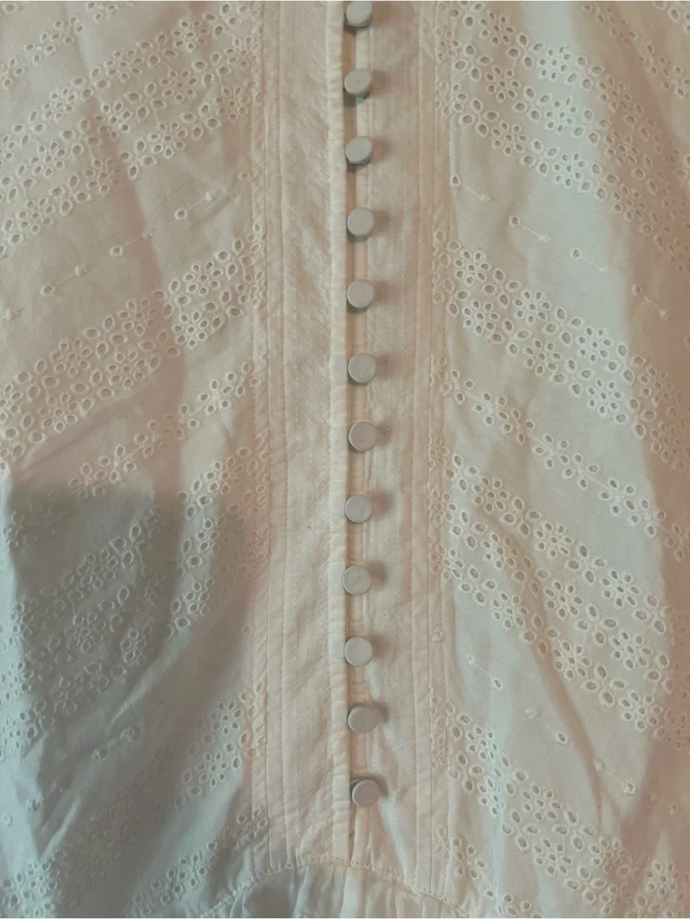 Madewell White Eyelet Flutter Sleeve Midi Dress Hankerchief Hem EUC 12 #2727